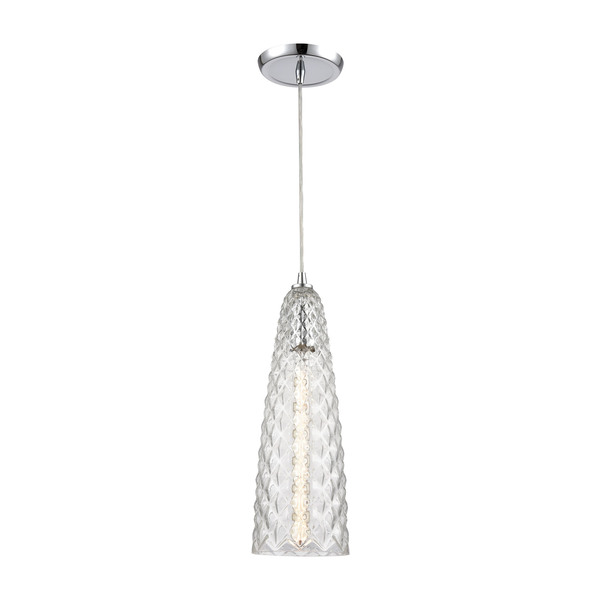 Elk Lighting Glitzy 1-Light Mini Pendant in Polished Chrome with Clear Glass 21167/1
